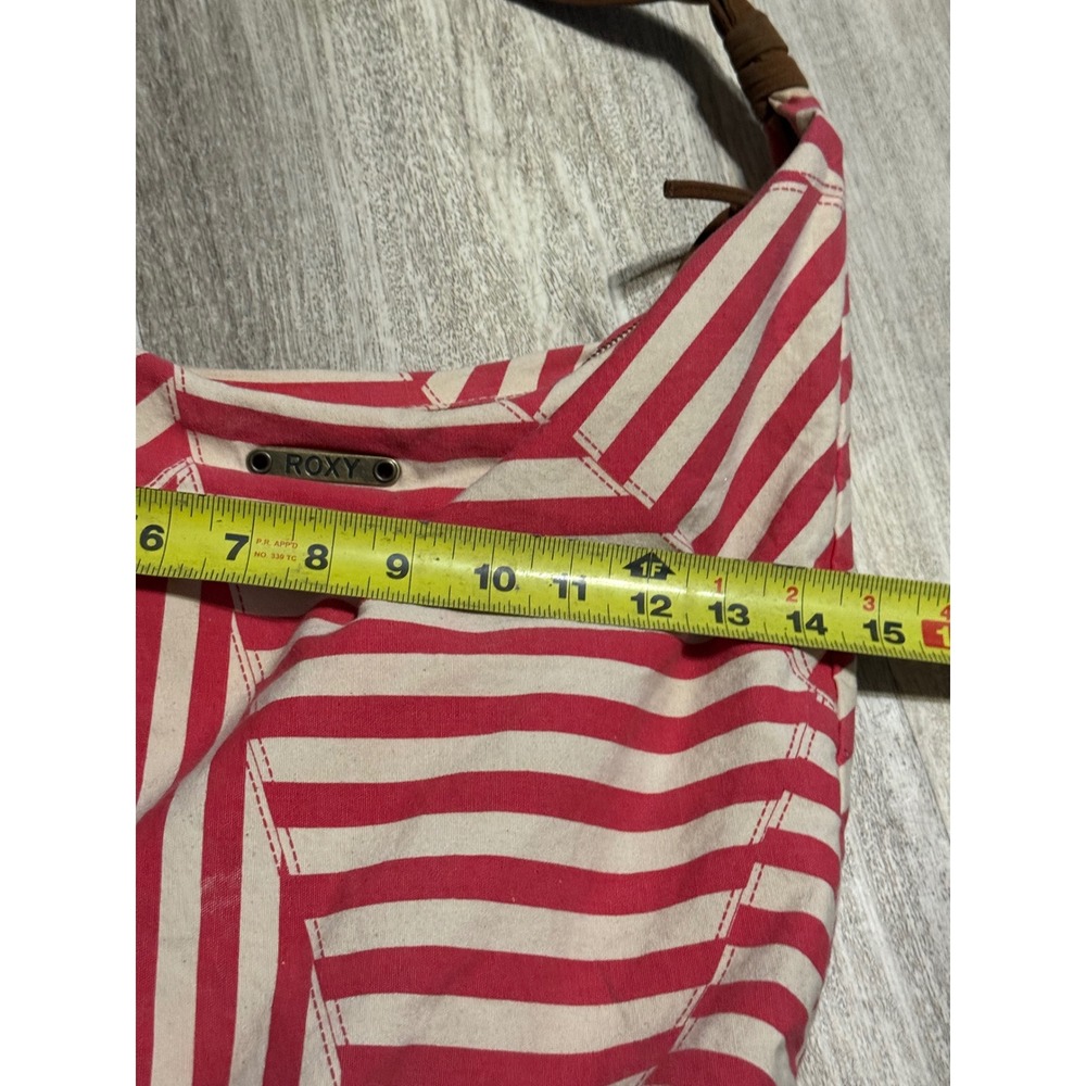 Y2K Roxy Red White Stripe Canvas Hobo Shoulder Bag Purse - Picture 5 of 7